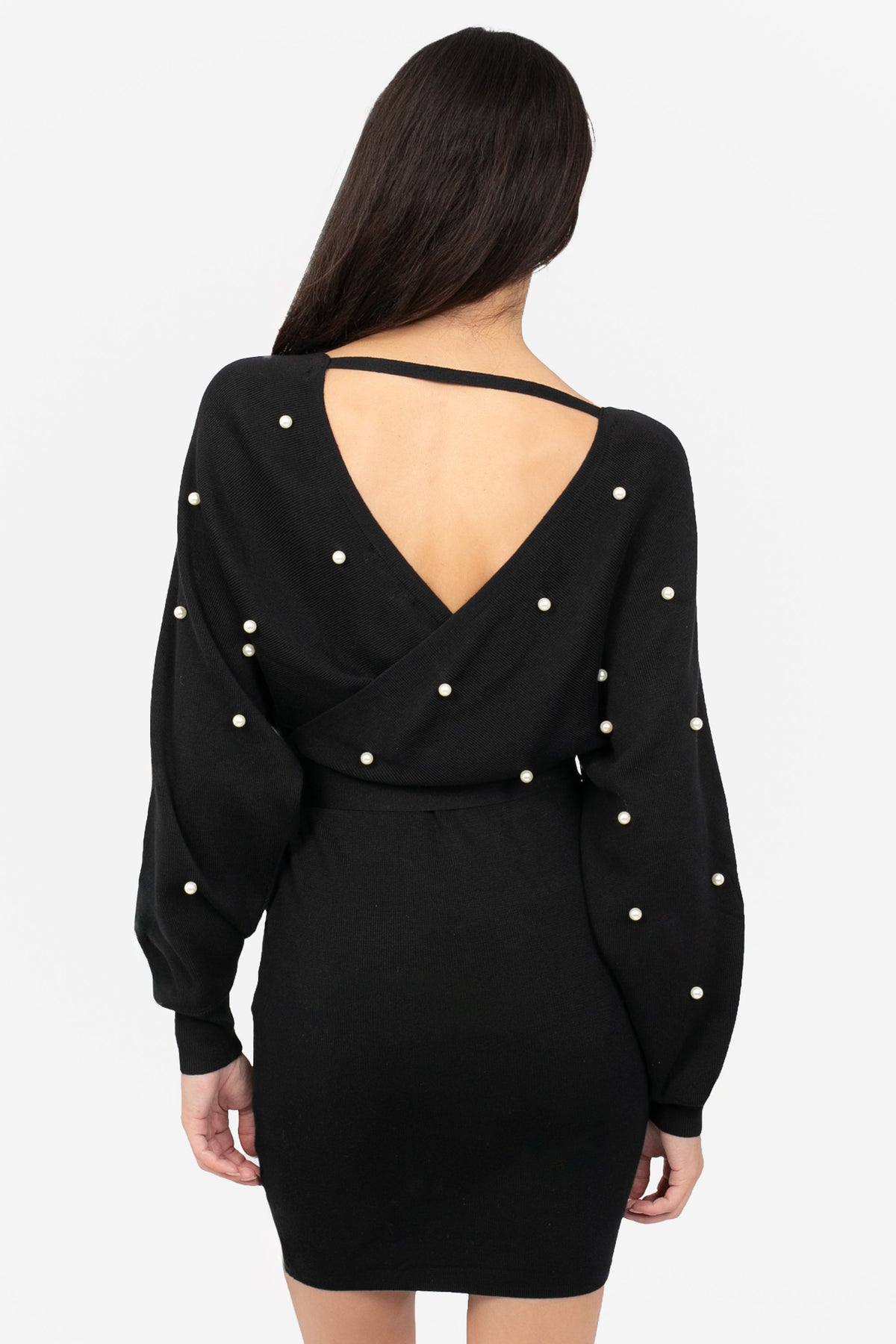 Noa Pearl Embellished Sweater Dress