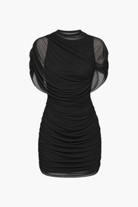 Adriana Cape Ruched Mini Dress