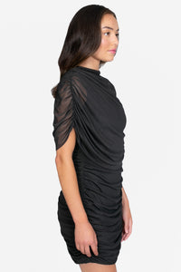 Adriana Cape Ruched Mini Dress