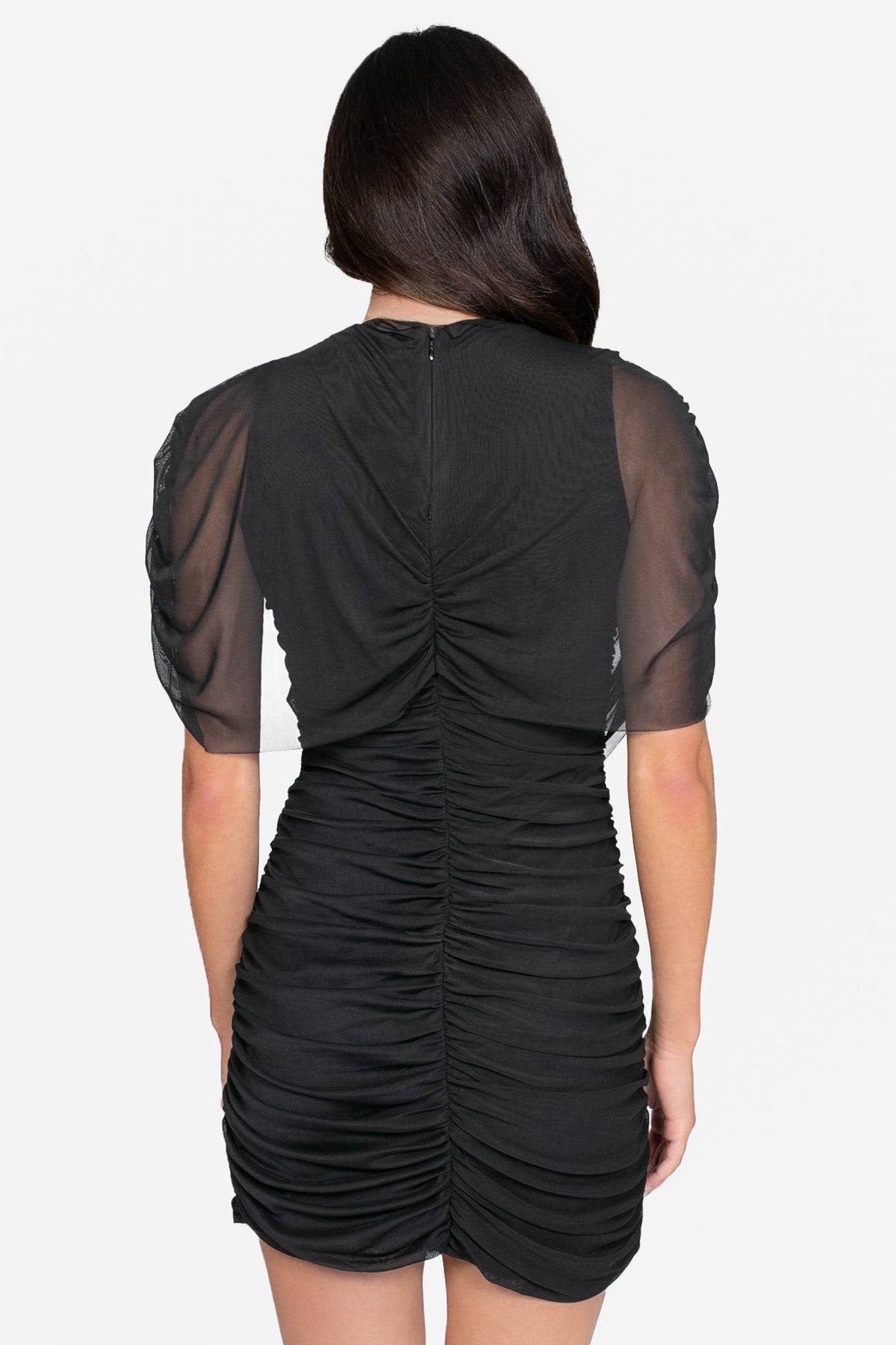 Adriana Cape Ruched Mini Dress