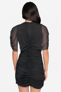 Adriana Cape Ruched Mini Dress