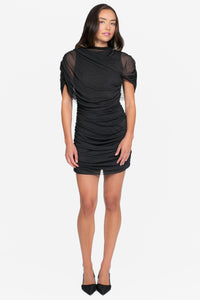 Adriana Cape Ruched Mini Dress