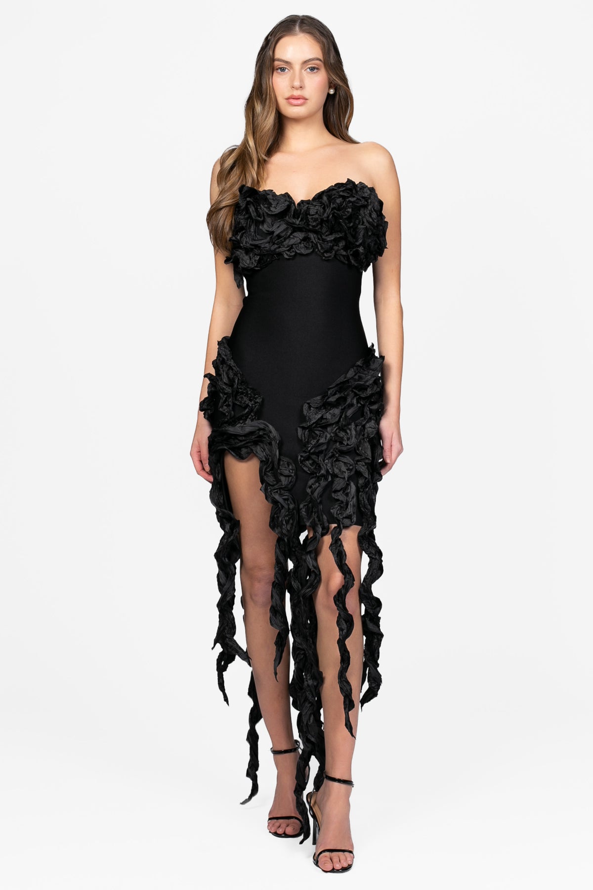 Calyx Bandage Ruffle Mini Dress - honey