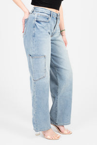 Just Black Denim® Cargo Straight Leg Jeans - honey