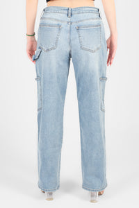 Just Black Denim® Cargo Straight Leg Jeans - honey