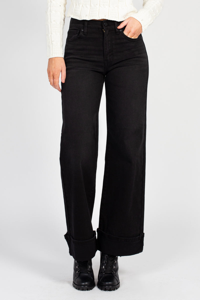 Just Black Denim Cuffed Palazzo Jeans