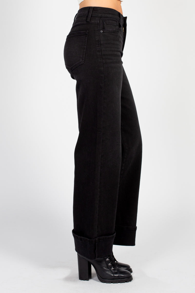 Just Black Denim Cuffed Palazzo Jeans