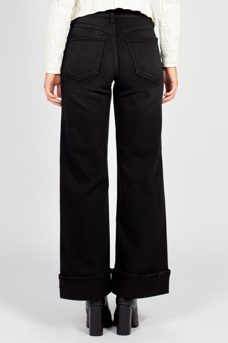 Just Black Denim Cuffed Palazzo Jeans