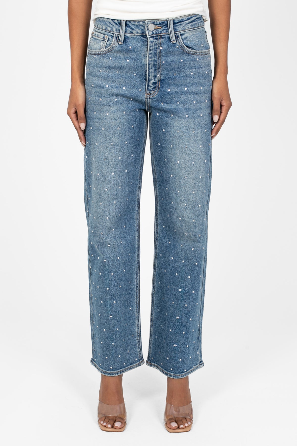 Just Black Denim® Vintage Straight Rhinestone Jean