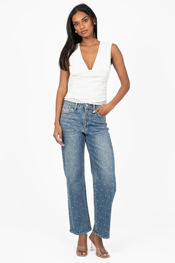 Just Black Denim® Vintage Straight Rhinestone Jean