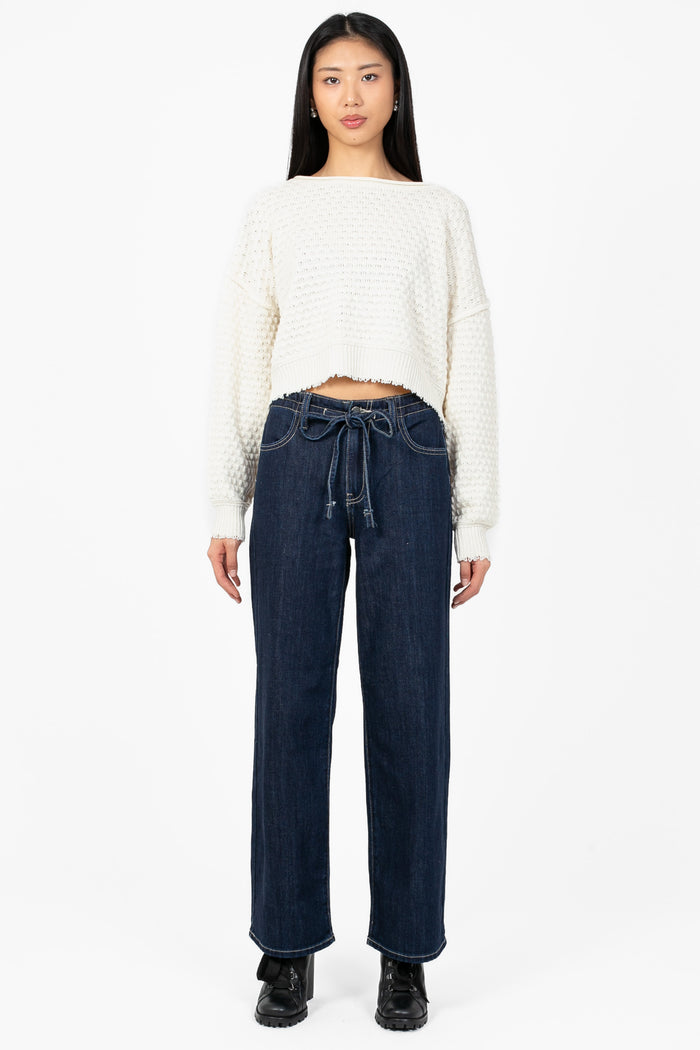 Just Black Denim® Drawstring Wide Leg Jean - honey