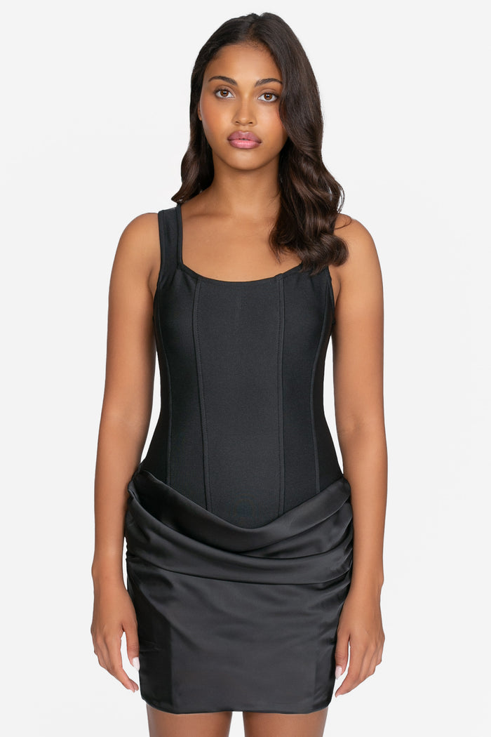 Scarlett Bandage Satin Mini Dress
