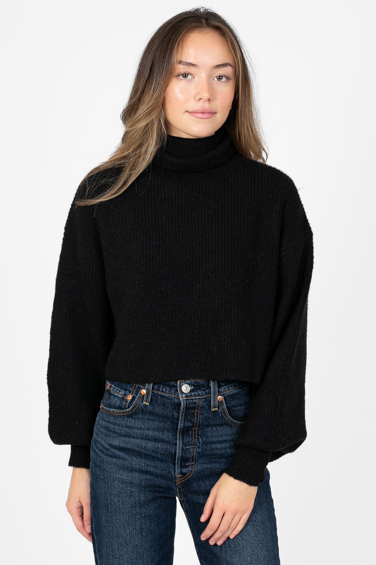 Hilary Knit Turtleneck Sweater - honey
