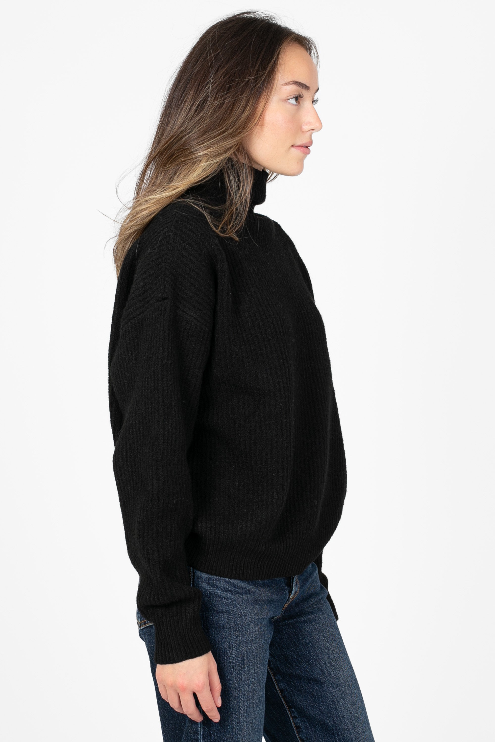 Jodie Mock Neck Ribbed Sweater