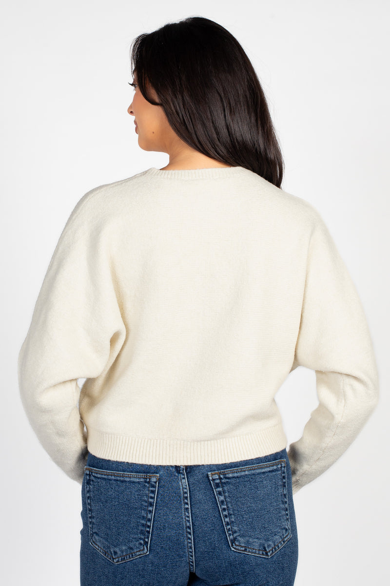 Rosy Cropped Knit Sweater