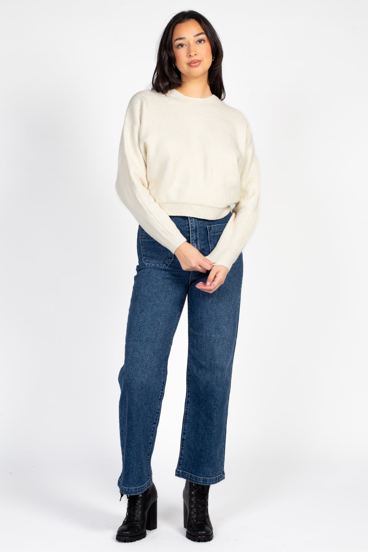 Rosy Cropped Knit Sweater