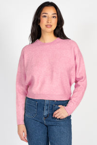 Rosy Cropped Knit Sweater