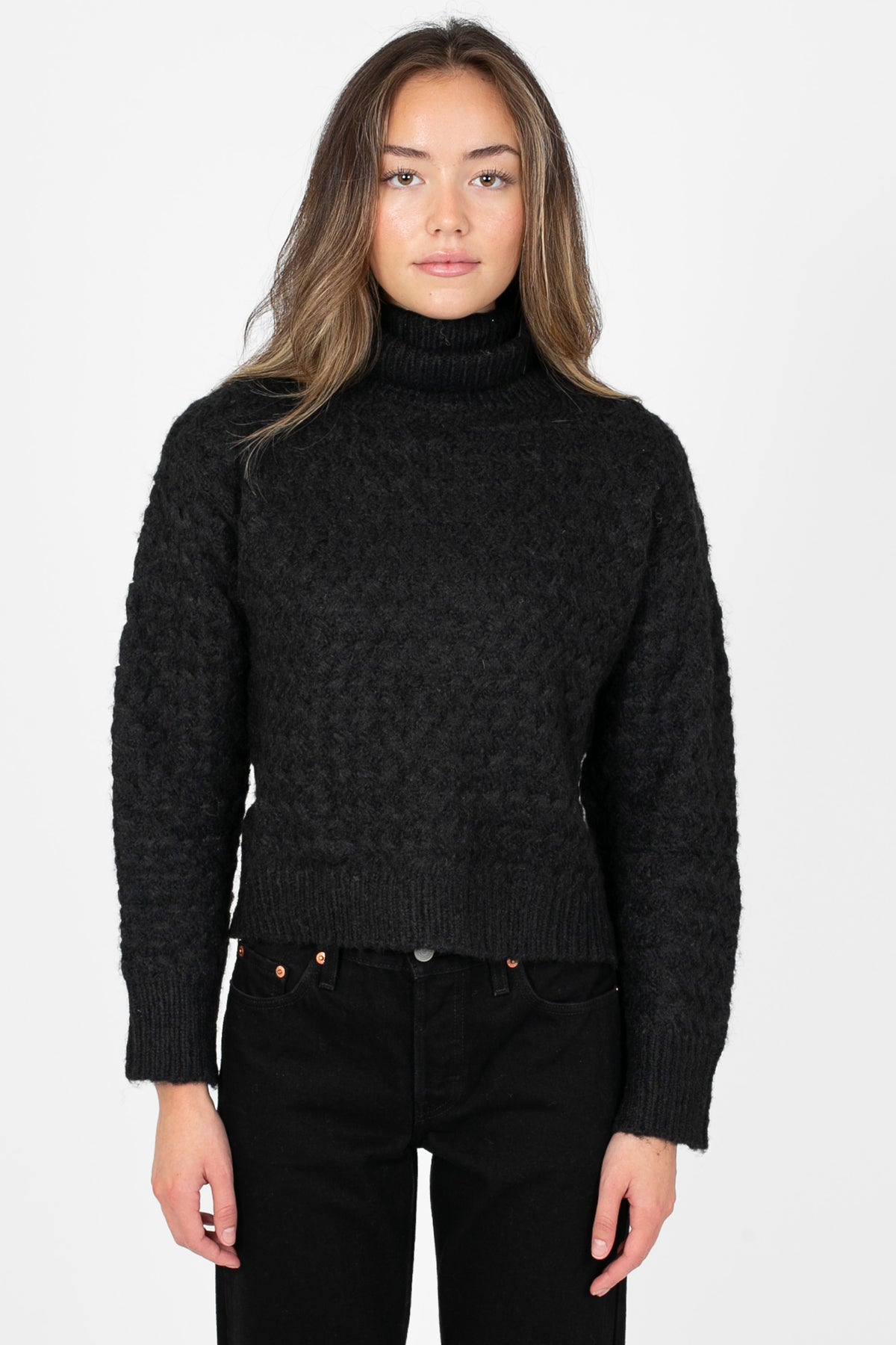 Maddie Textured Knit Sweater - honey