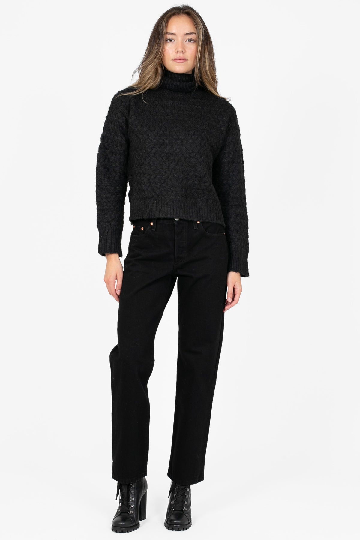 Maddie Textured Knit Sweater - honey