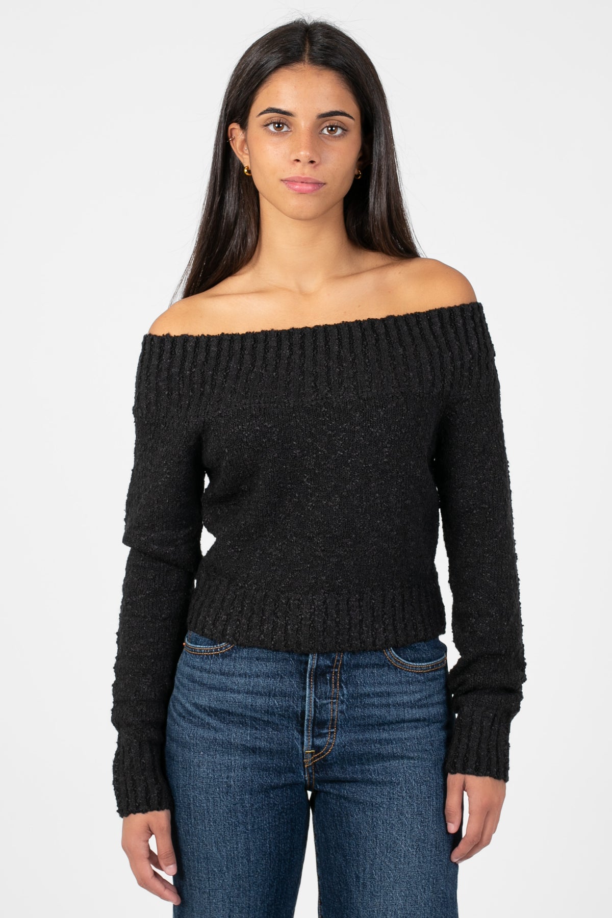 Monica Off-The-Shoulder Knit Sweater - honey