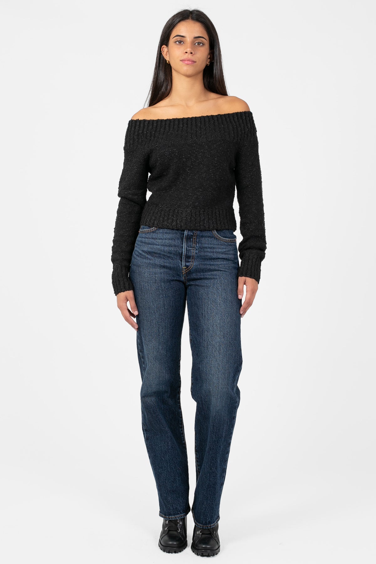 Monica Off-The-Shoulder Knit Sweater - honey