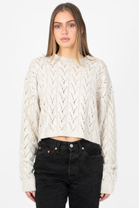 Alisa Pointelle Cable Knit Sweater - honey