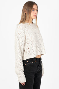 Alisa Pointelle Cable Knit Sweater - honey