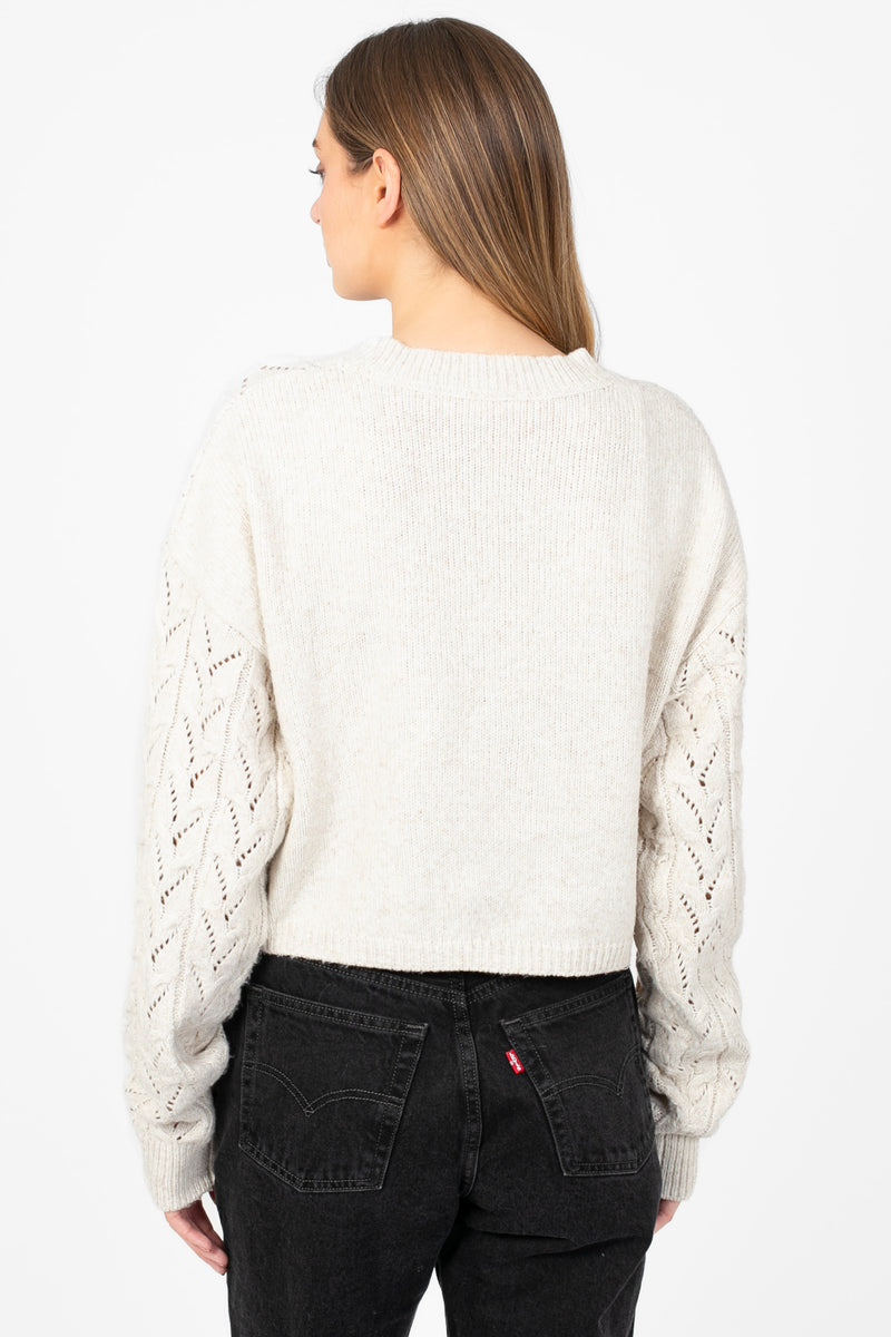 Alisa Pointelle Cable Knit Sweater - honey