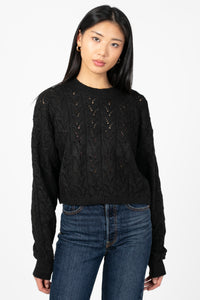 Alisa Pointelle Cable Knit Sweater - honey