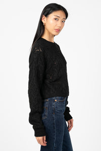 Alisa Pointelle Cable Knit Sweater - honey