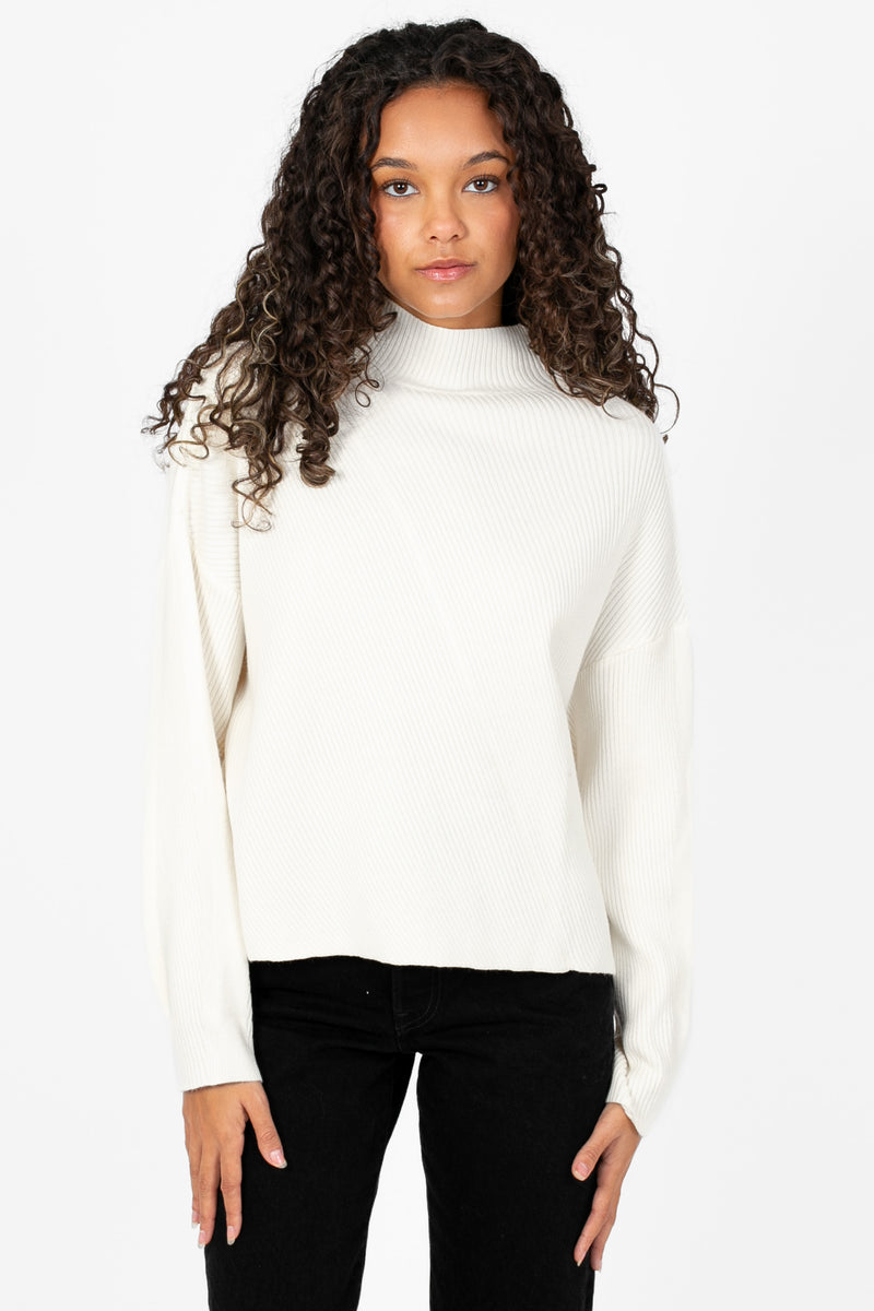 Collette Diagonal Ribbed Sweater - honey