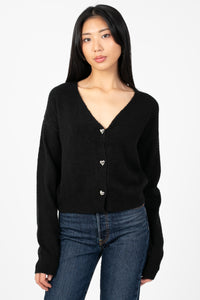 Piper Heart Button Cardigan - honey