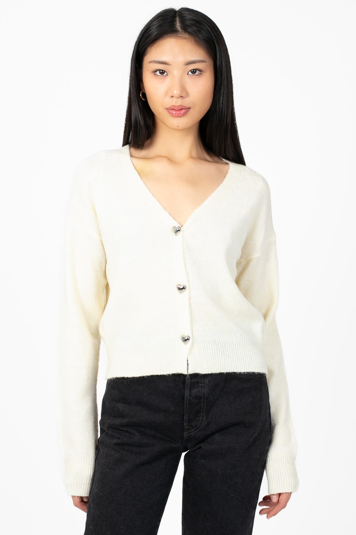 Piper Heart Button Cardigan - honey