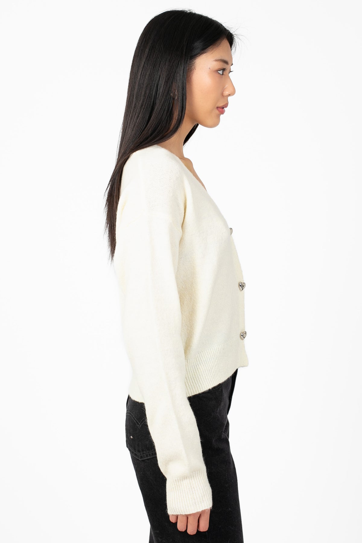 Piper Heart Button Cardigan - honey