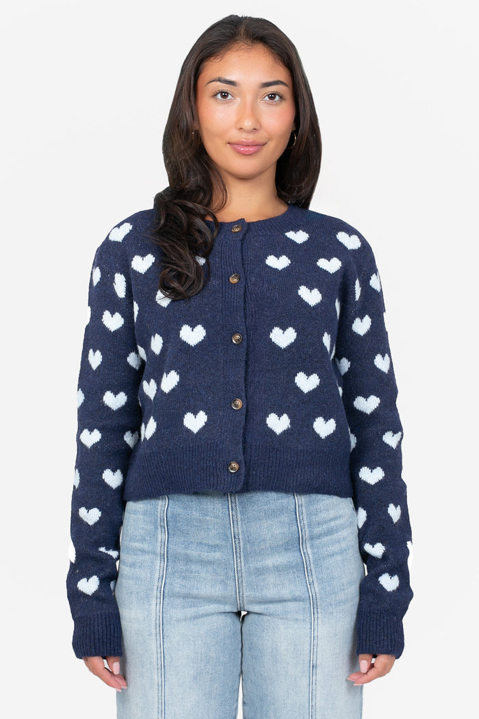 Della Knit Heart Cardigan