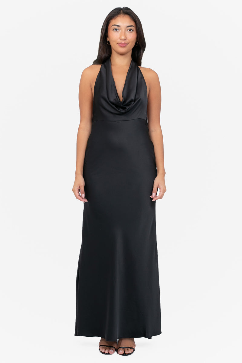 Linnea Satin Halter Maxi Dress