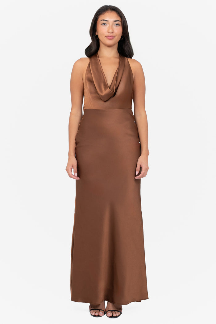 Linnea Satin Halter Maxi Dress