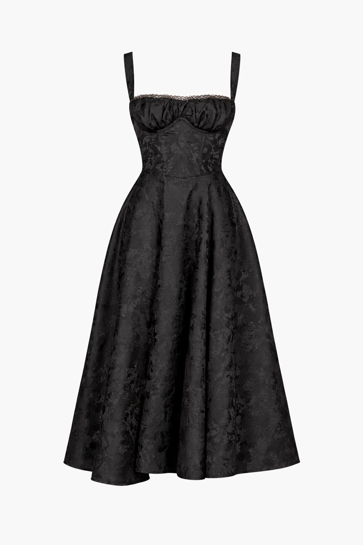 Claudine Floral Jacquard Midi Dress - honey