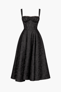 Claudine Floral Jacquard Midi Dress - honey