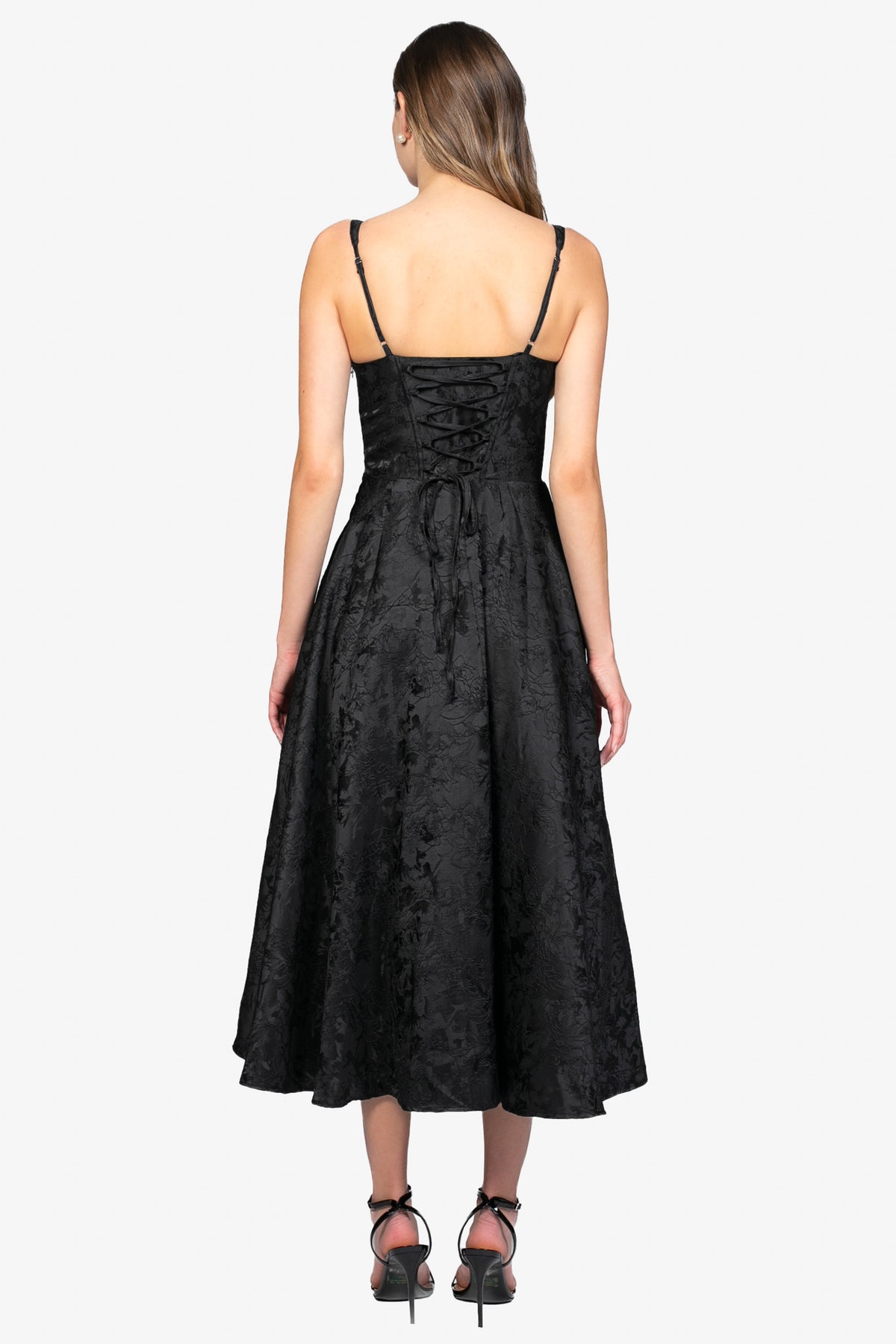 Claudine Floral Jacquard Midi Dress - honey