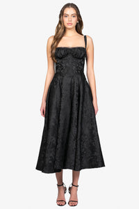 Claudine Floral Jacquard Midi Dress - honey