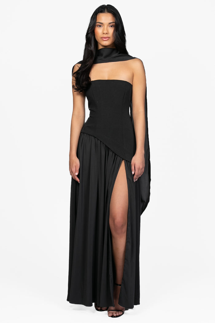 Sofina Asymmetrical Waist Maxi Dress - honey