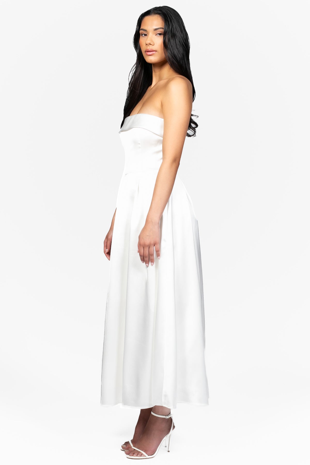 Marcella Tube Satin Midi Dress - honey