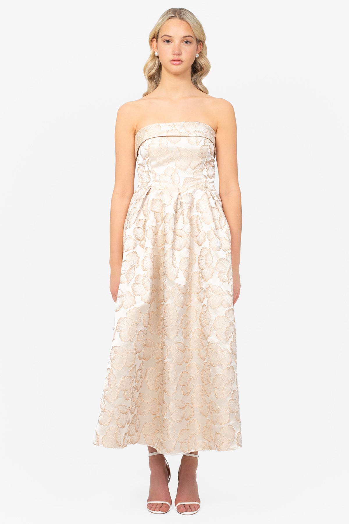 Palmera Floral Jacquard Midi Dress