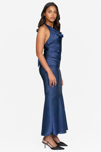 Marina Satin Ruched Maxi Dress