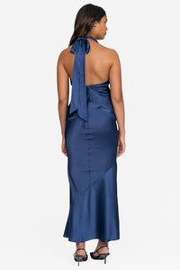Marina Satin Ruched Maxi Dress