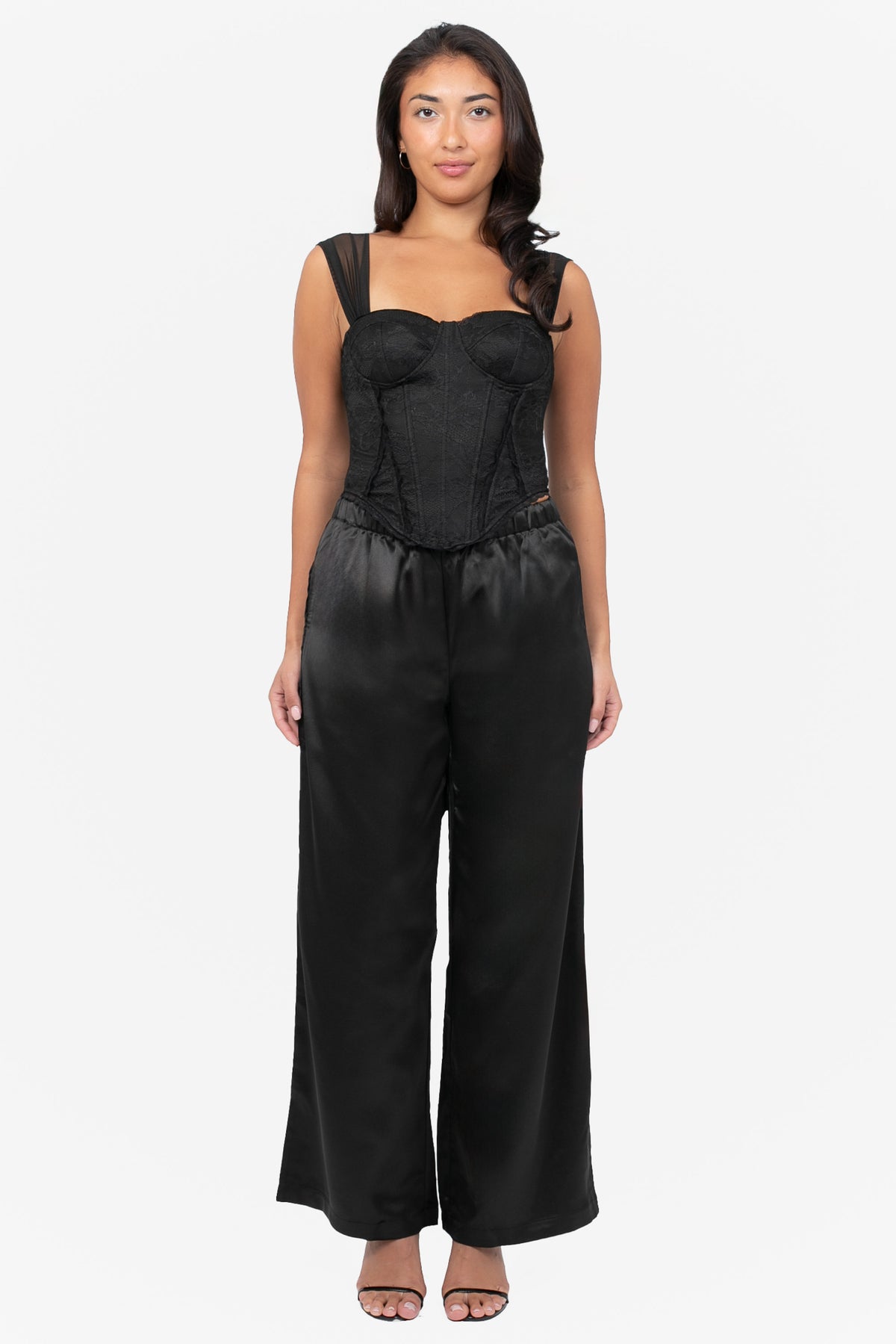 Laine Drawstring Satin Wide Leg Pants
