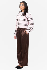 Laine Drawstring Satin Wide Leg Pants
