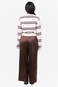 Laine Drawstring Satin Wide Leg Pants