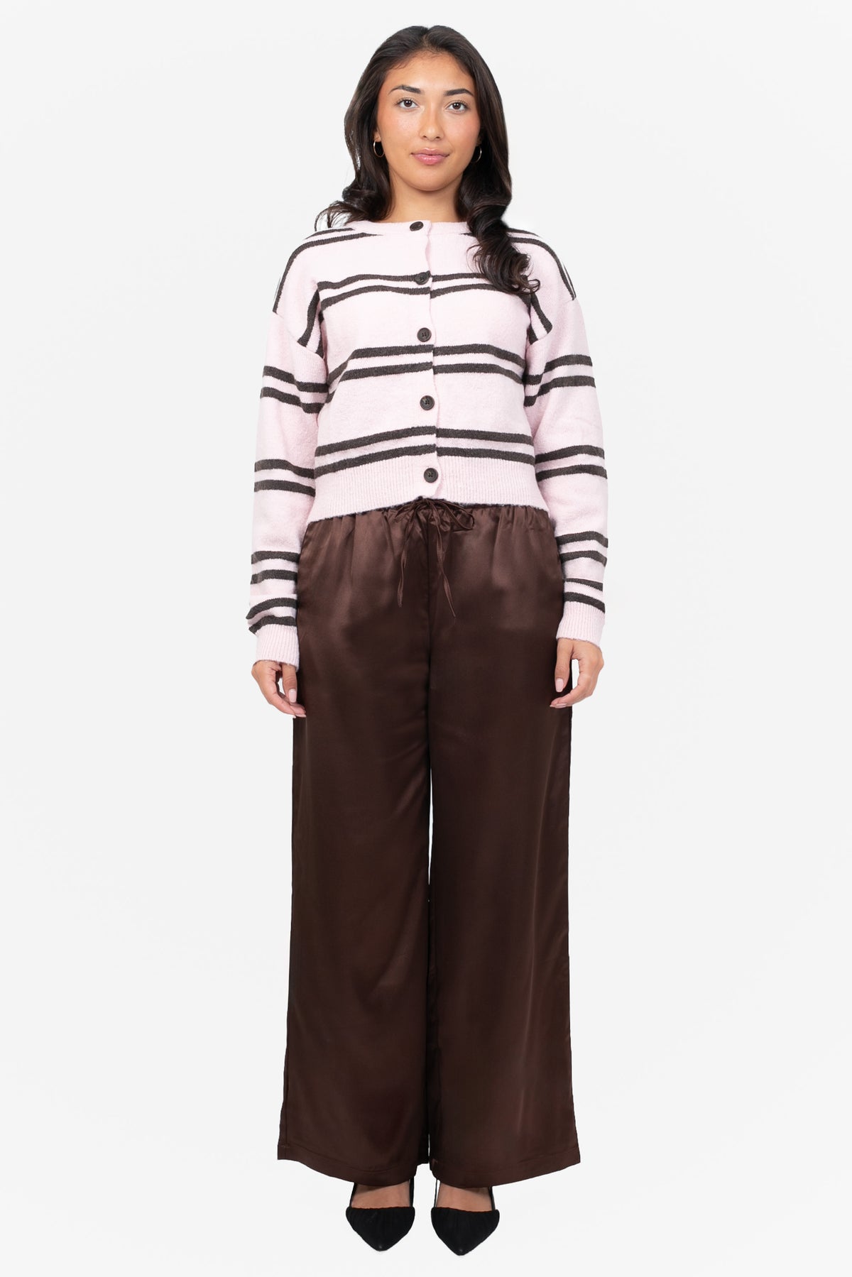 Laine Drawstring Satin Wide Leg Pants